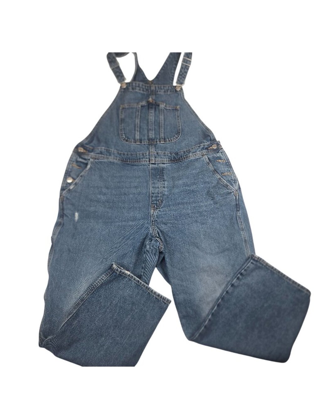 Old Navy Size 16 Straight Leg Denim Blue Bib Overalls Carpenter Med Wash